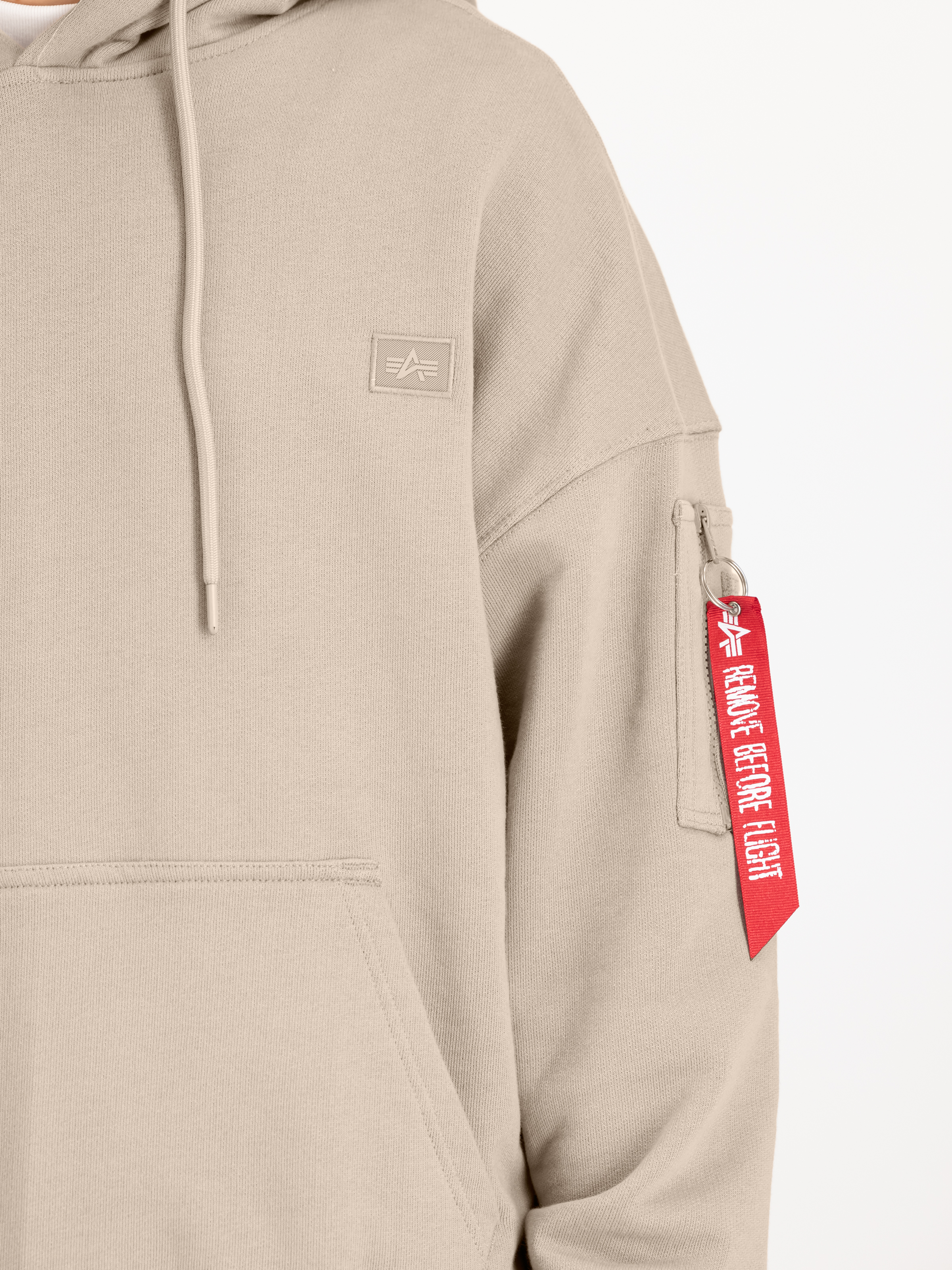 Alpha Essentials Rubber Logo Hoodie vintage sand 146335_679_3_detail_00001_99338