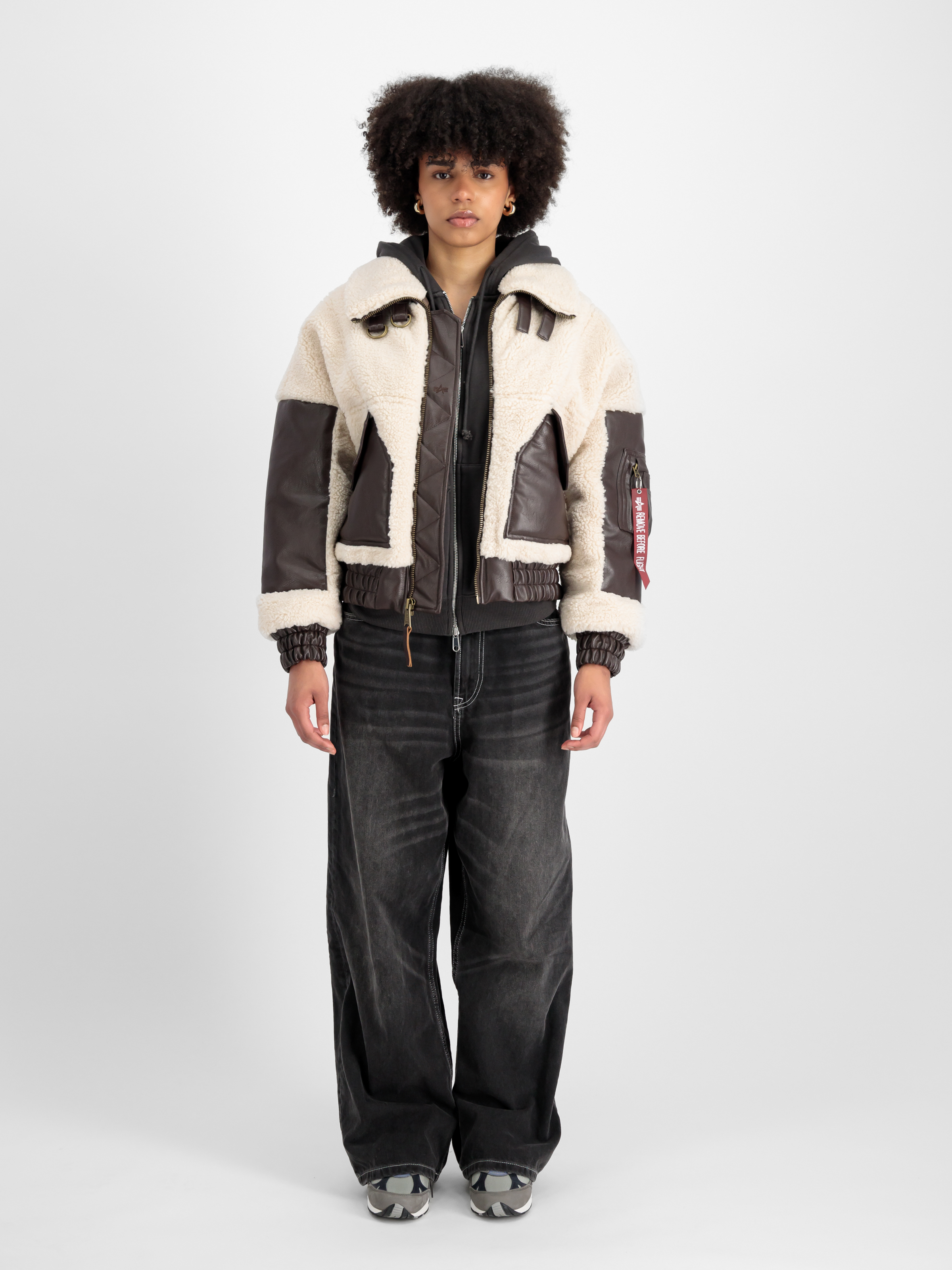 Teddy PU Bomber Jacket Women off white 148001_16_2_model_00001_99551